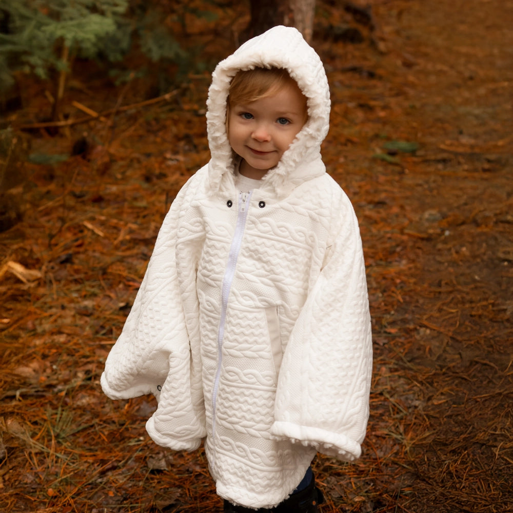 Poncho 3 en 1 Oodee | Tricot Blanc - Minky fourure