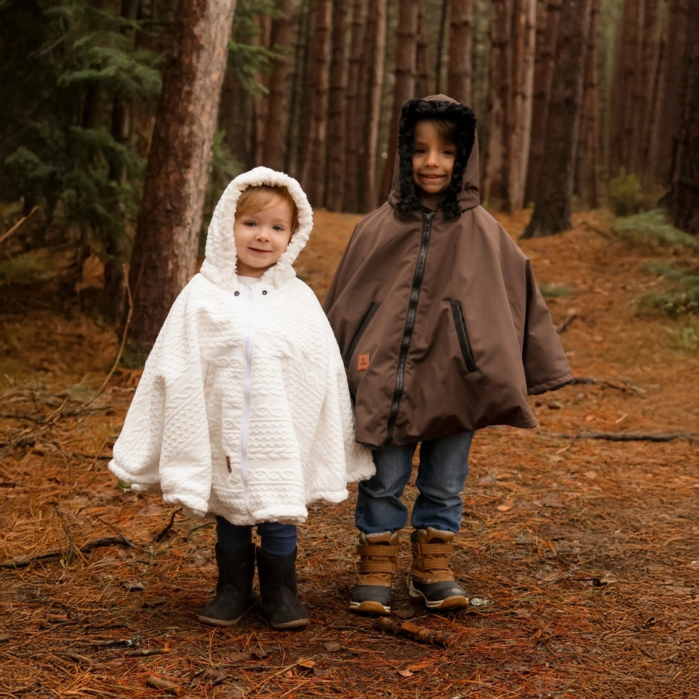 Poncho 3 en 1 Oodee | Tricot Blanc - Minky fourure