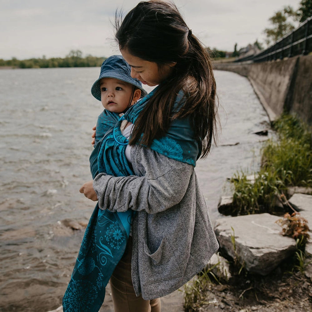 Écharpe Ajustable Tissée (Ring Sling) | Dandelion Aqua - Chimpäroo