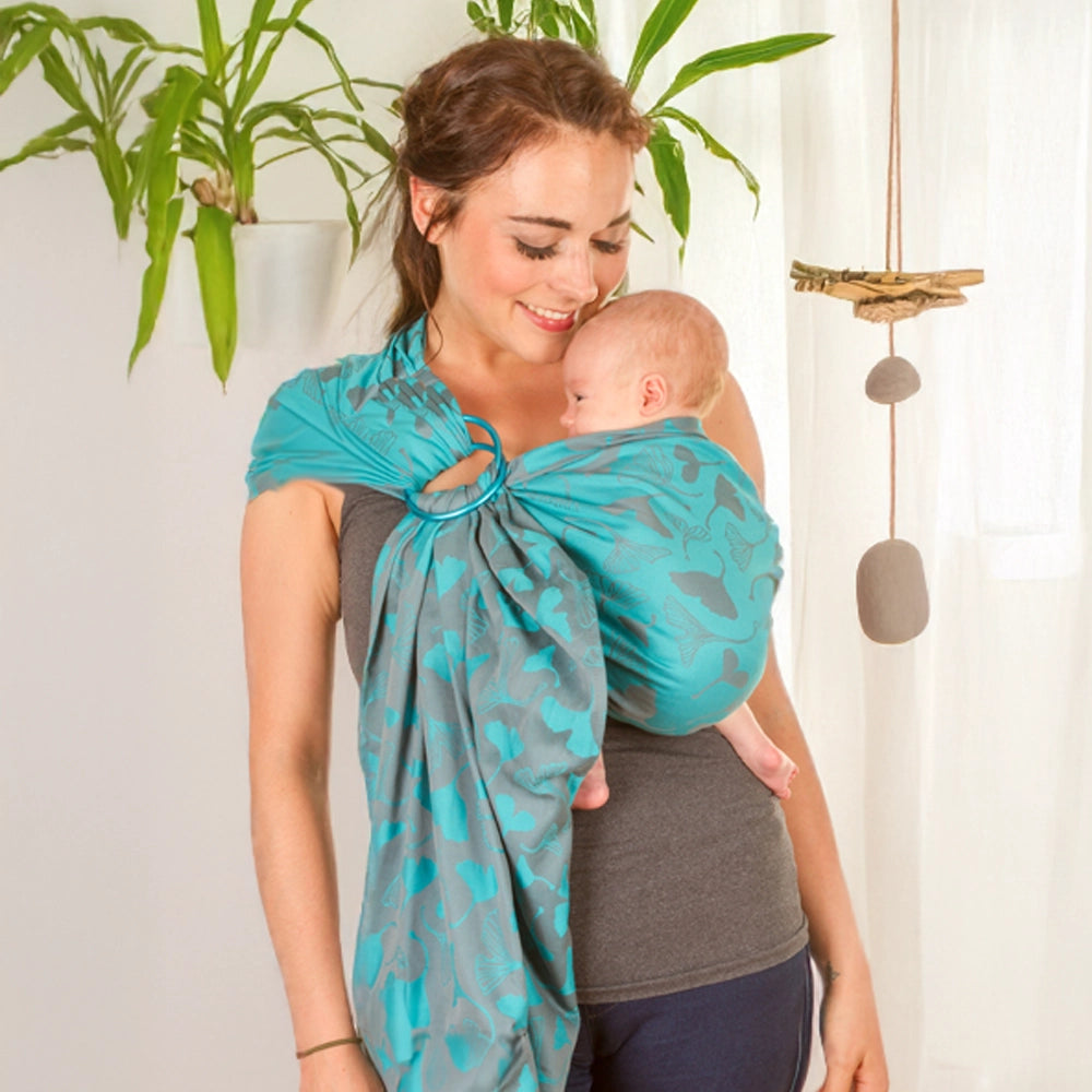 Écharpe Ajustable Tissée (Ring Sling) | Biloba Aqua - Chimpäroo