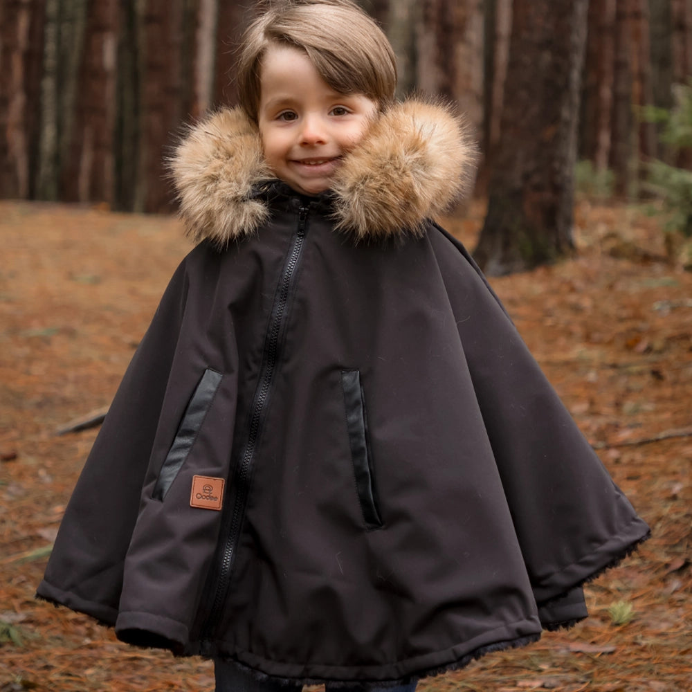Poncho 3 en 1 Oodee | Noir Downtec - Minky fourure