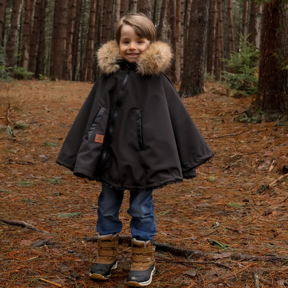 Poncho 3 en 1 Oodee | Noir Downtec - Minky fourure