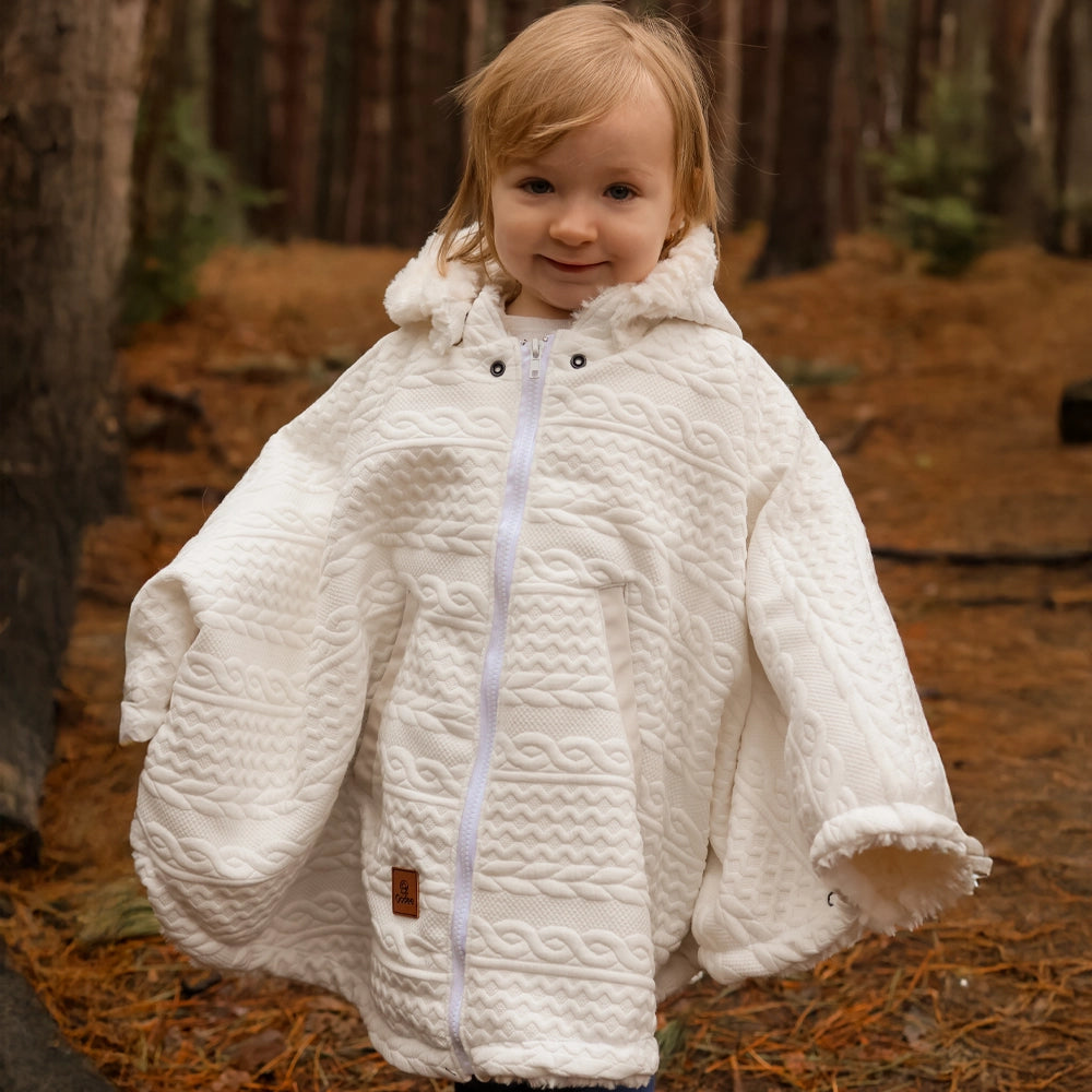 Poncho 3 en 1 Oodee | Tricot Blanc - Minky fourure