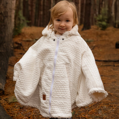 Poncho 3 en 1 Oodee | Tricot Blanc - Minky fourure