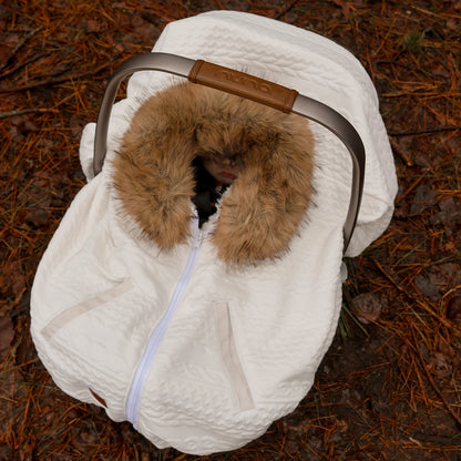 Poncho 3 en 1 Oodee | Tricot Blanc - Minky fourure
