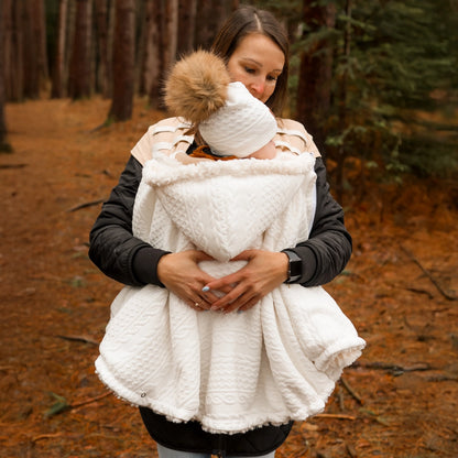 Poncho 3 en 1 Oodee | Tricot Blanc - Minky fourure
