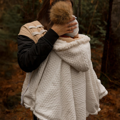 Poncho 3 en 1 Oodee | Tricot Blanc - Minky fourure
