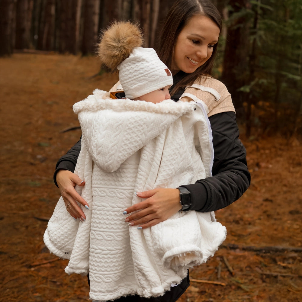 Poncho 3 en 1 Oodee | Tricot Blanc - Minky fourure