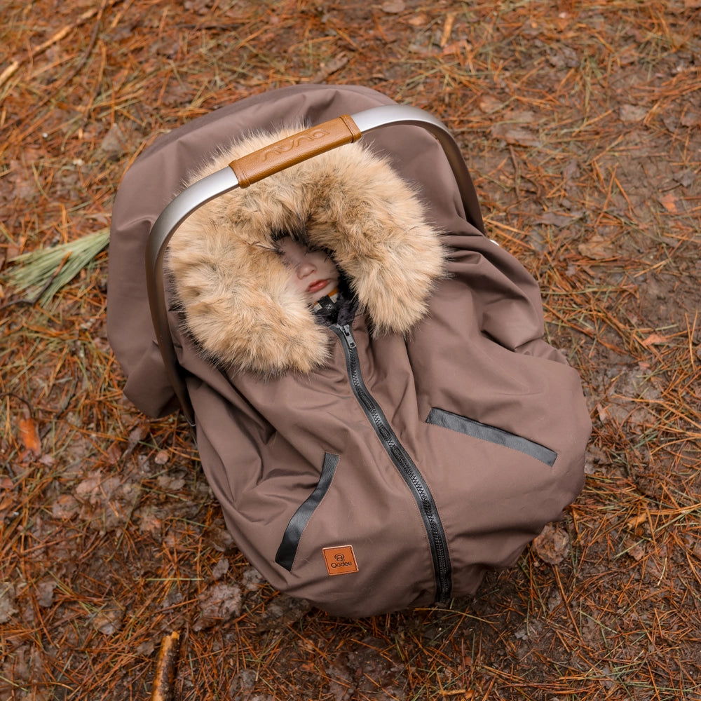 Poncho 3 en 1 Oodee | Chocolat Noisette Downtec - Minky fourure