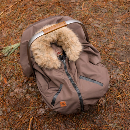 Poncho 3 en 1 Oodee | Chocolat Noisette Downtec - Minky fourure