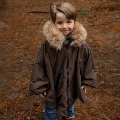 Poncho 3 en 1 Oodee | Chocolat Noisette Downtec - Minky fourure