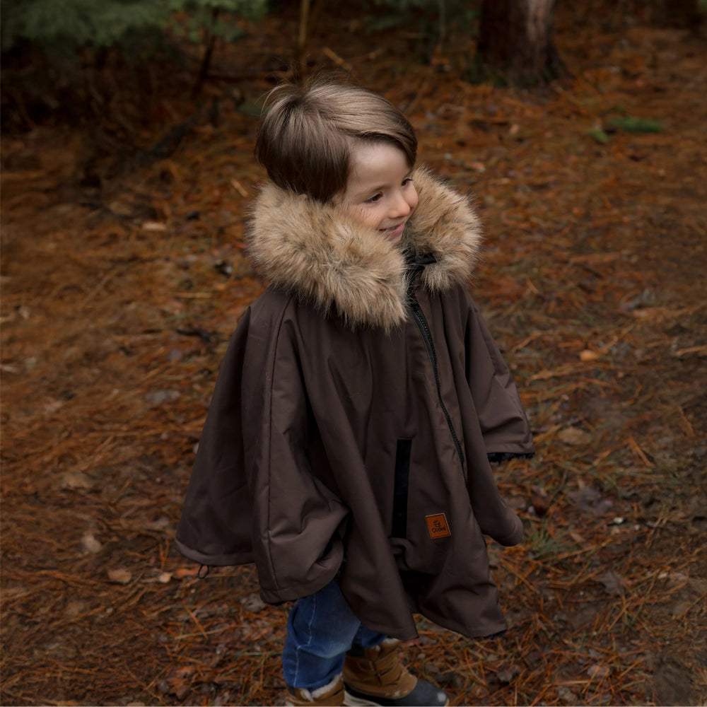 Poncho 3 en 1 Oodee | Chocolat Noisette Downtec - Minky fourure
