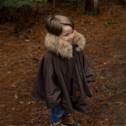 Poncho 3 en 1 Oodee | Chocolat Noisette Downtec - Minky fourure