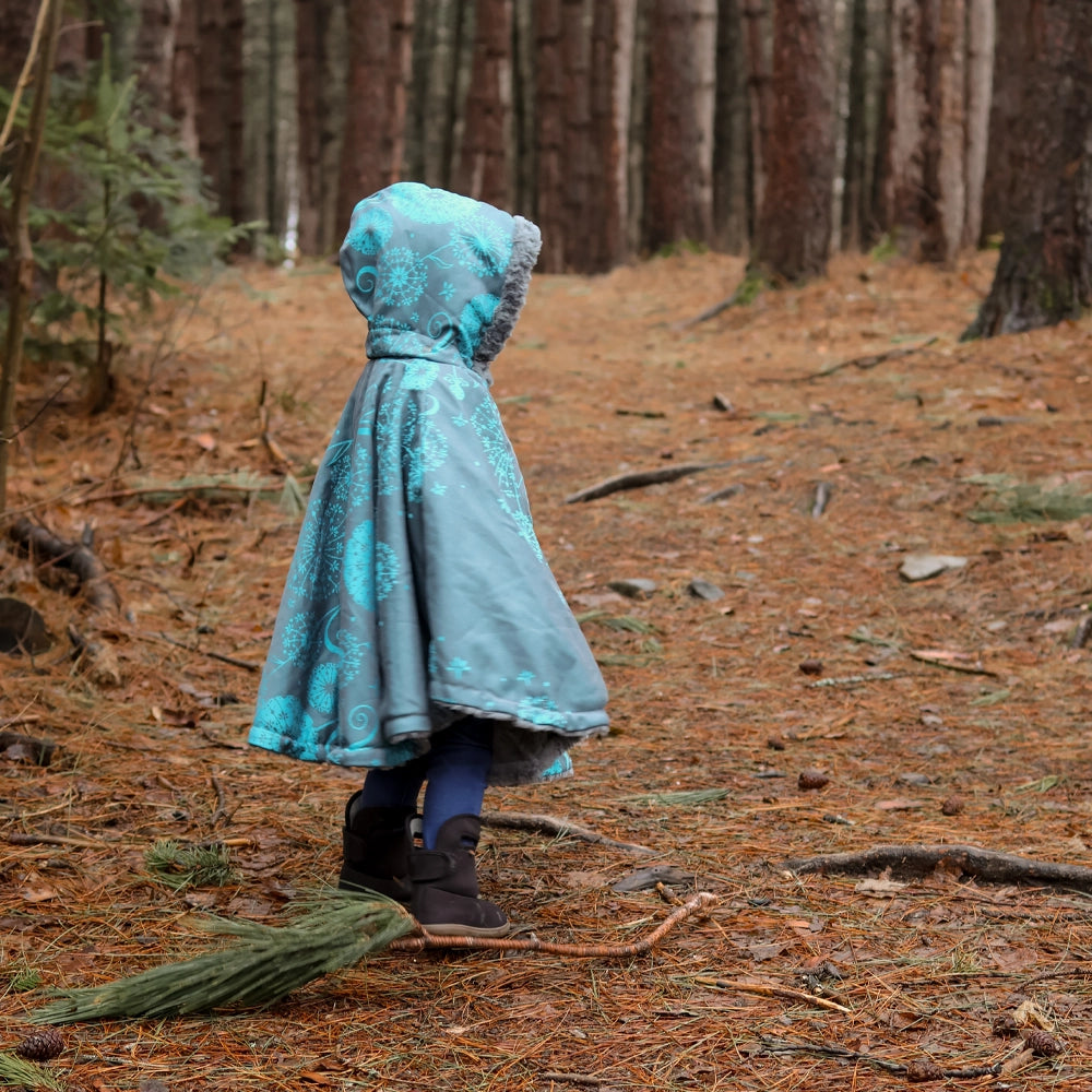 Poncho 3 en 1 Oodee | Dandelion Aqua jacquard - Minky fourure