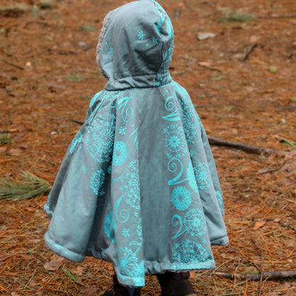 Poncho 3 en 1 Oodee | Dandelion Aqua jacquard - Minky fourure