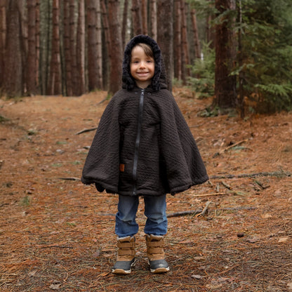 Poncho 3 en 1 Oodee | Tricot Noir - Minky fourure