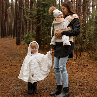 Poncho 3 en 1 Oodee | Tricot Blanc - Minky fourure