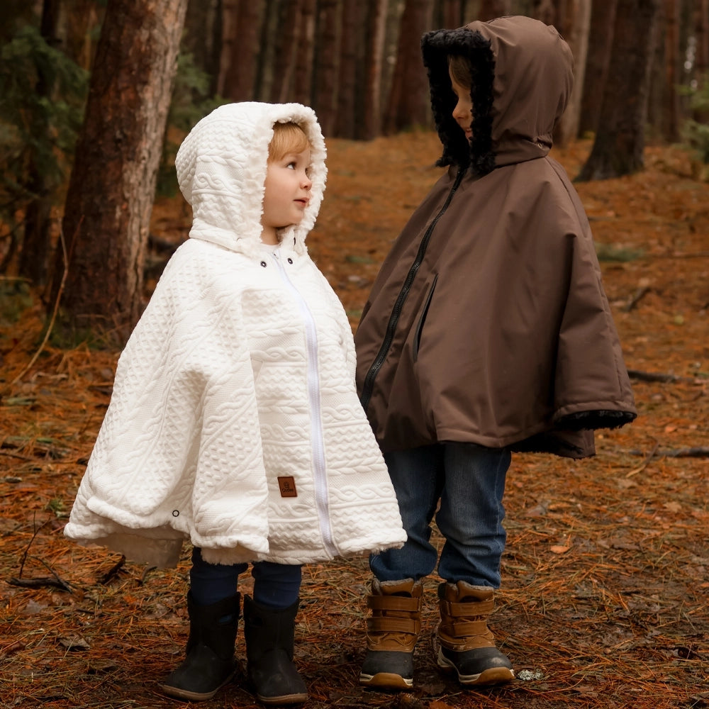 Poncho 3 en 1 Oodee | Tricot Blanc - Minky fourure