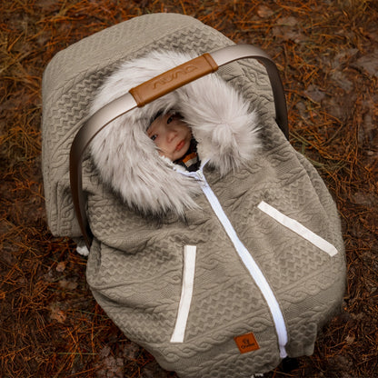 Poncho 3 en 1 Oodee | Tricot Vert - Minky fourure