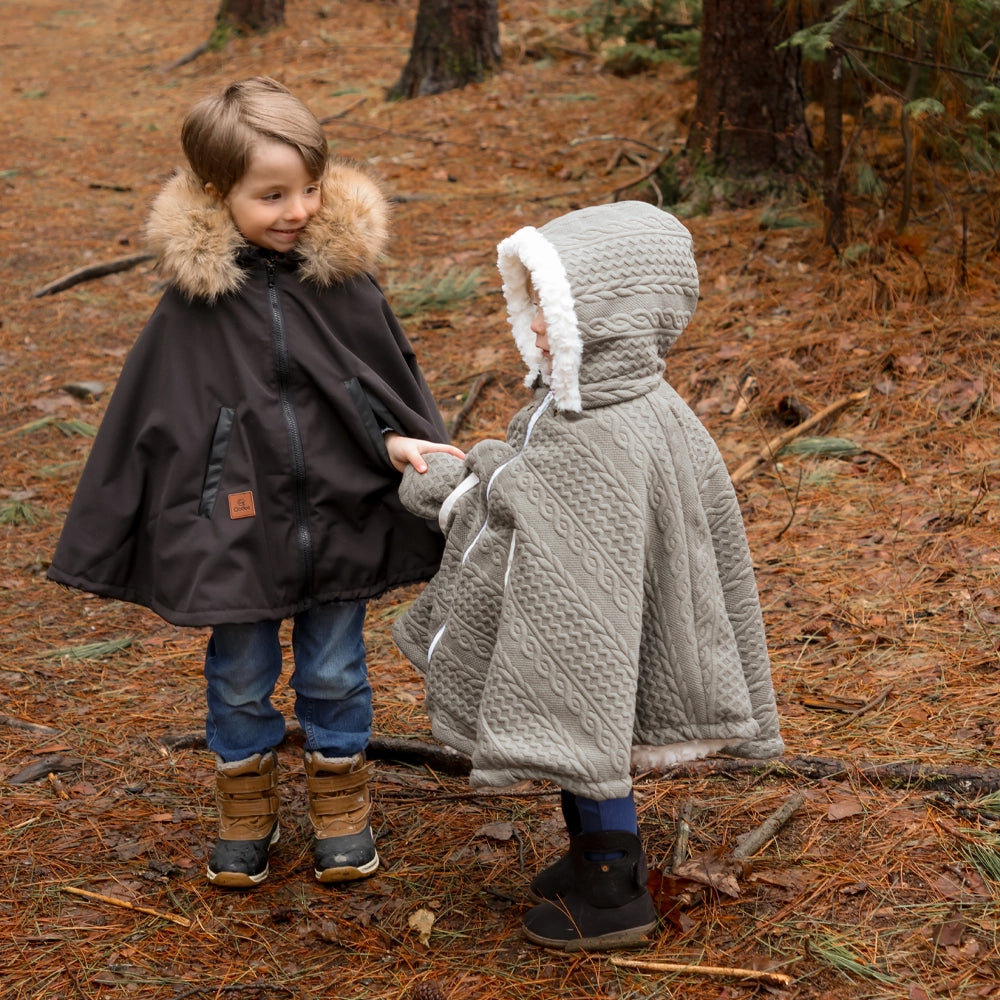 Poncho 3 en 1 Oodee | Tricot Vert - Minky fourure