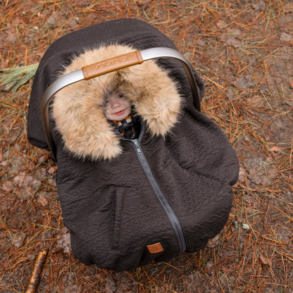 Poncho 3 en 1 Oodee | Tricot Noir - Minky fourure