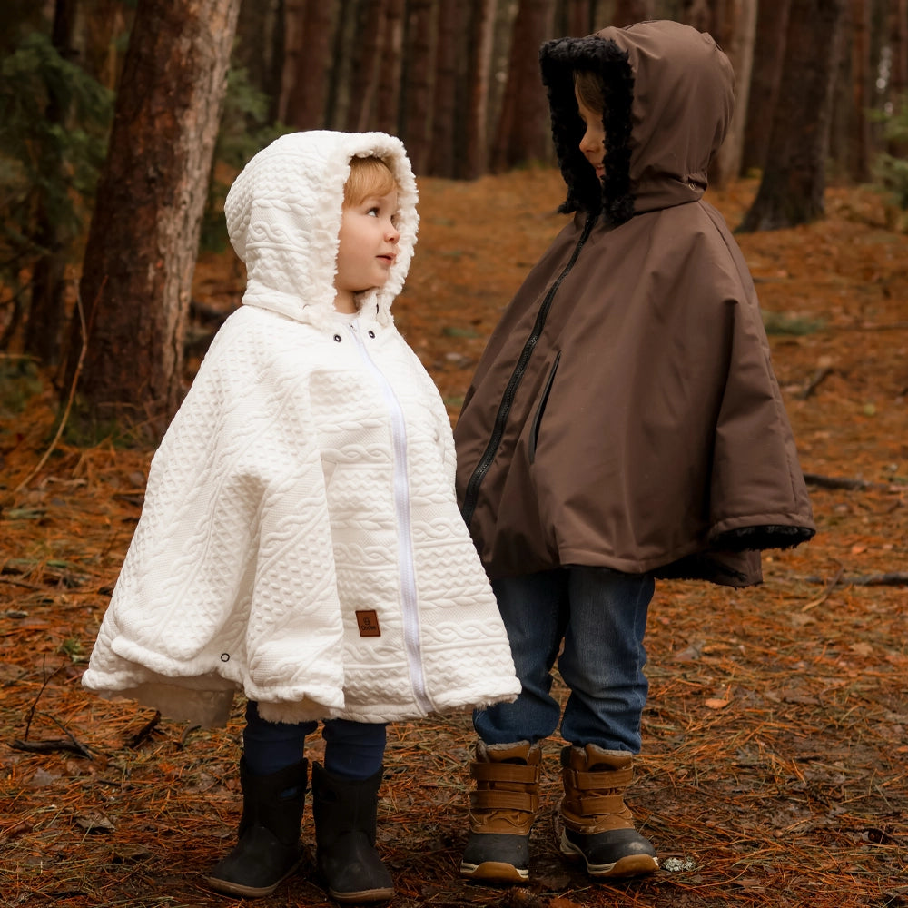 Poncho 3 en 1 Oodee | Chocolat Noisette Downtec - Minky fourure