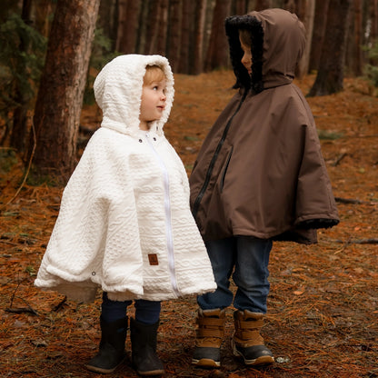 Poncho 3 en 1 Oodee | Chocolat Noisette Downtec - Minky fourure