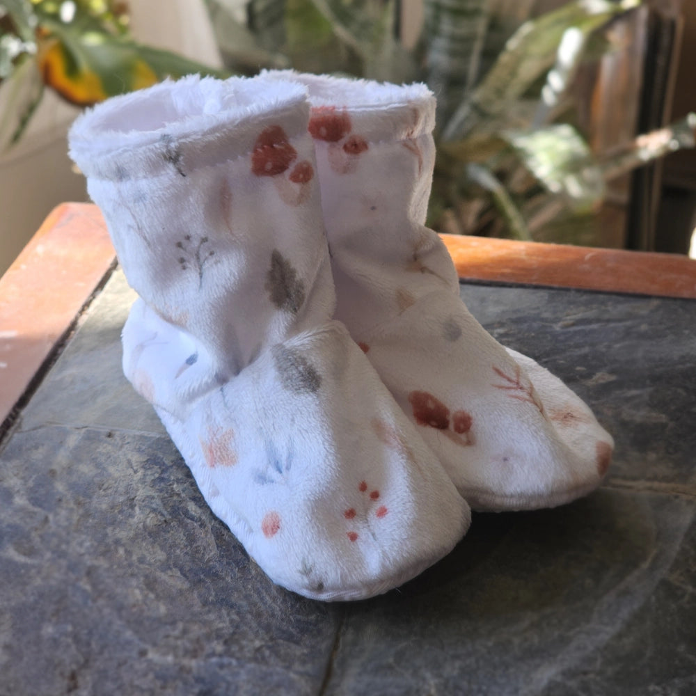 Pantoufles Créations Joli | Minky fourure - Motif doux champignons